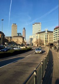 City street against blue sky