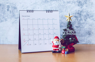 View of christmas decoration on table