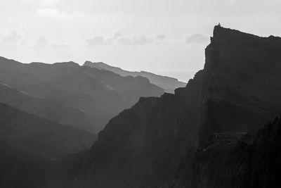 Panoramic view of rocky mountains against sky