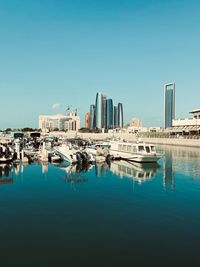 Reflection of buildings in lake