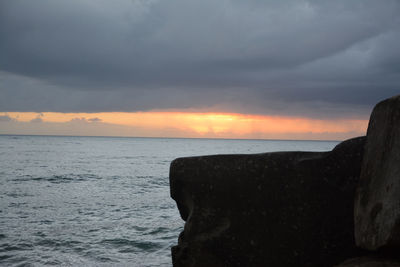 Scenic view of sea against cloudy sky