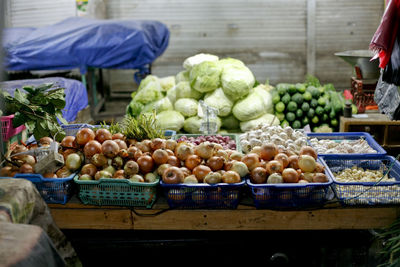 Various fruits for sale at market stall