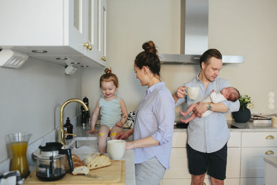 Family in kitchen