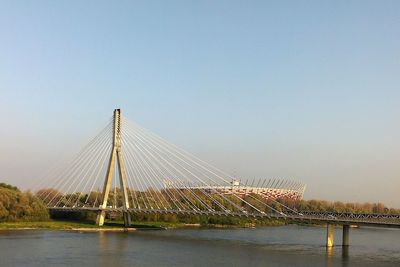 Suspension bridge over river