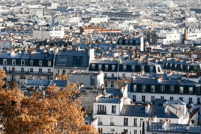 High angle view of buildings in city