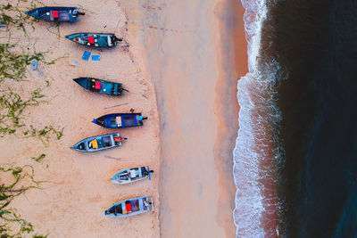 High angle view of people on beach