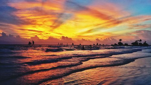 Scenic view of sea during sunset