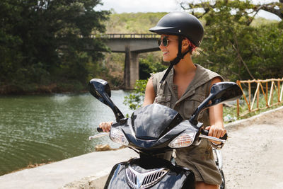 Man riding motorcycle