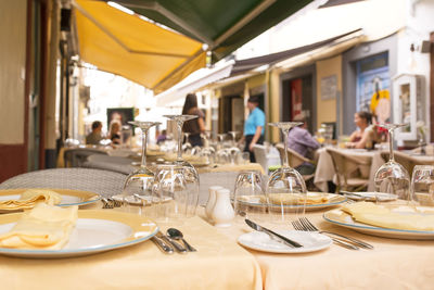 View of dining table at restaurant