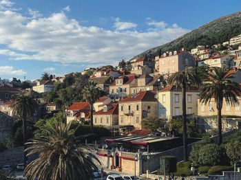 View of residential district against sky