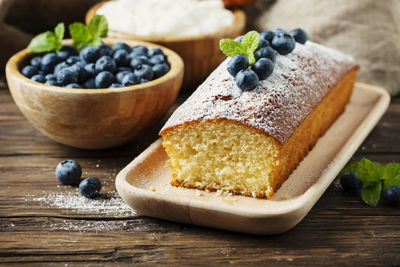 Close-up of breakfast on table