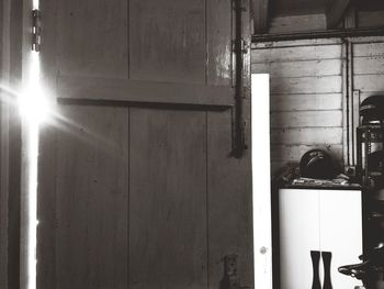 Closed door of building