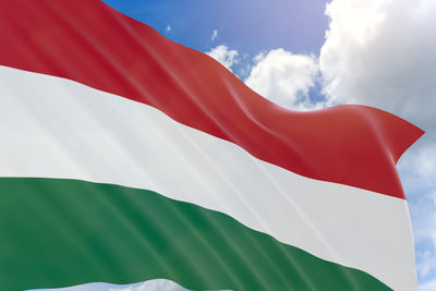 Low angle view of flag against sky