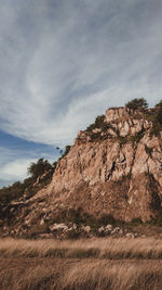 Rock formations on landscape against sky
