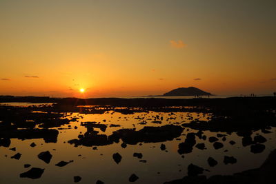Scenic view of sea against sky during sunset