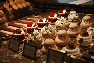 View of chocolate cake in store