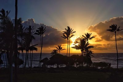 Scenic view of sea at sunset