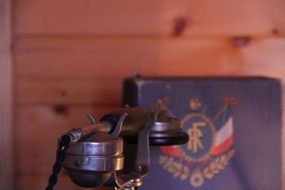 Close-up of metal in container at home