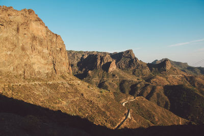 Scenic view of mountains against clear sky