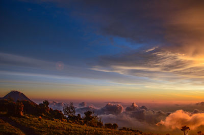 Scenic view of dramatic sky during sunset