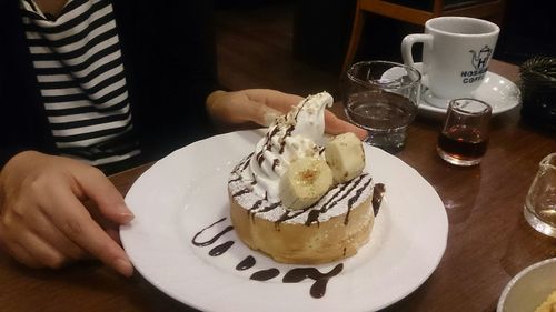 Close-up of served ice cream in plate