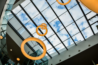 Low angle view of window against sky