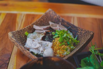 Close-up of food on table