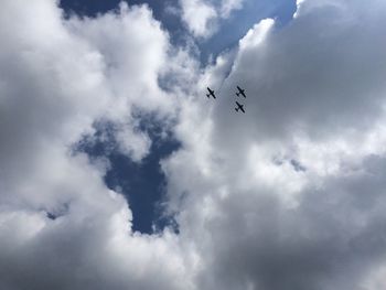 Low angle view of airplane flying in sky