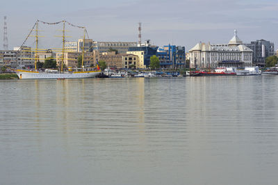 River by city against sky