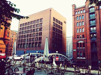 Cars parked in front of building