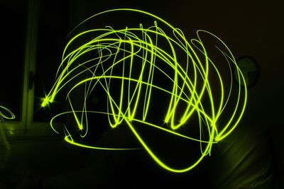 Close-up of illuminated plant against black background