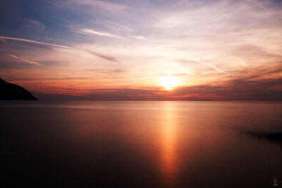 Scenic view of sea at sunset