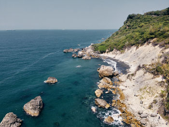 Scenic view of sea against clear sky