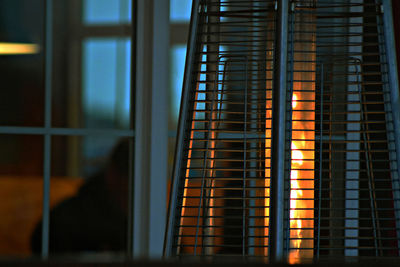 Fireplace seen through window