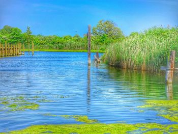 Scenic view of lake against sky