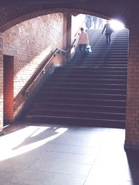 Woman walking on steps