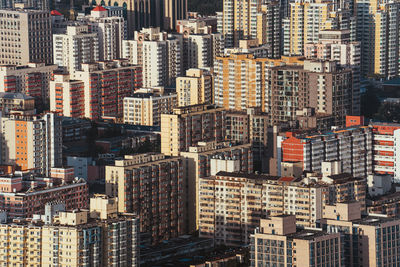 High angle view of buildings in city