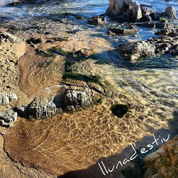 water, high angle view, sea, rock - object, beach, shore, tranquility, nature, tranquil scene, scenics, beauty in nature, rock formation, river, coastline, surf, day, sand, rock, outdoors, no people