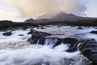 Scenic view of waterfall