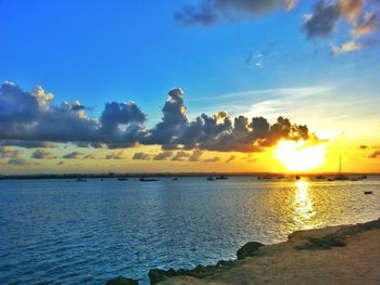 Scenic view of sea against sky during sunset