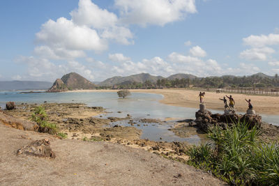 Scenic view of beach against sky