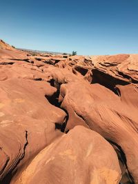 Scenic view of canyon against clear sky