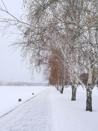 Snow covered landscape against sky