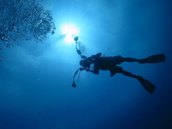 Man swimming in sea