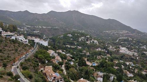 High angle view of townscape against sky