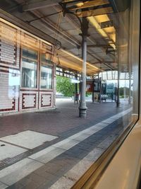 Interior of empty railroad station platform