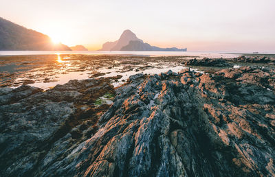 Scenic view of sea against sky during sunset