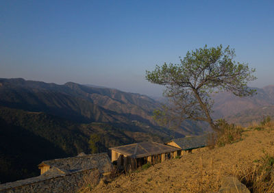 Scenic view of mountains against clear sky