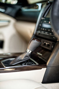 Close-up of car gear stick