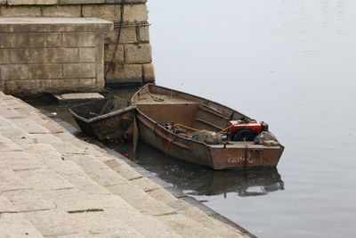 High angle view of a boat in a lake